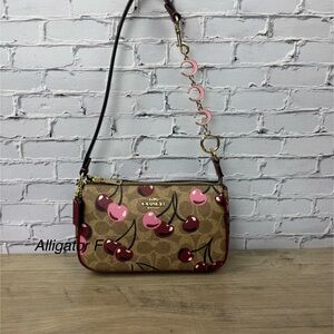 NWT Coach Tan and Pink Nolita 19With Cherry Print with a free unbranded chain